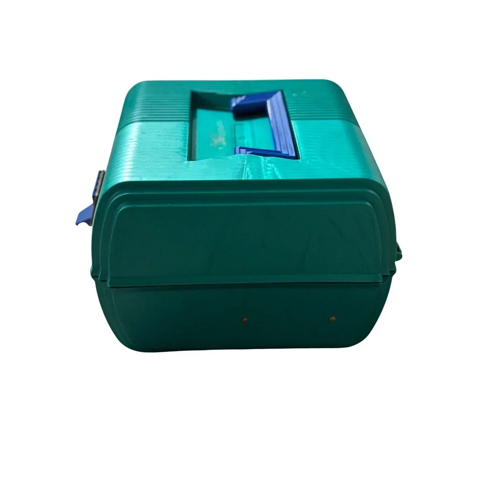 Vintage Sassaby Makeup‎ Organizer Case Teal Green Blue 90s Cosmetic Box Storage